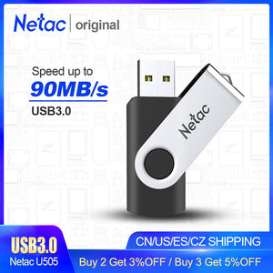 Netac USB 3.0 Metal Flash Drive 64GB/32GB/16GB Black Pen Drive Pendrive USB Memory Stick 2.0 USB Disk USB Flash Storage Devices