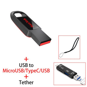 Sandisk USB Flash Drive 32 64 128 16 GB Mini Pendrive 128gb 64gb 32gb 16gb Pen Drive 2.0 USB Stick Disk on Key Memory for Phone